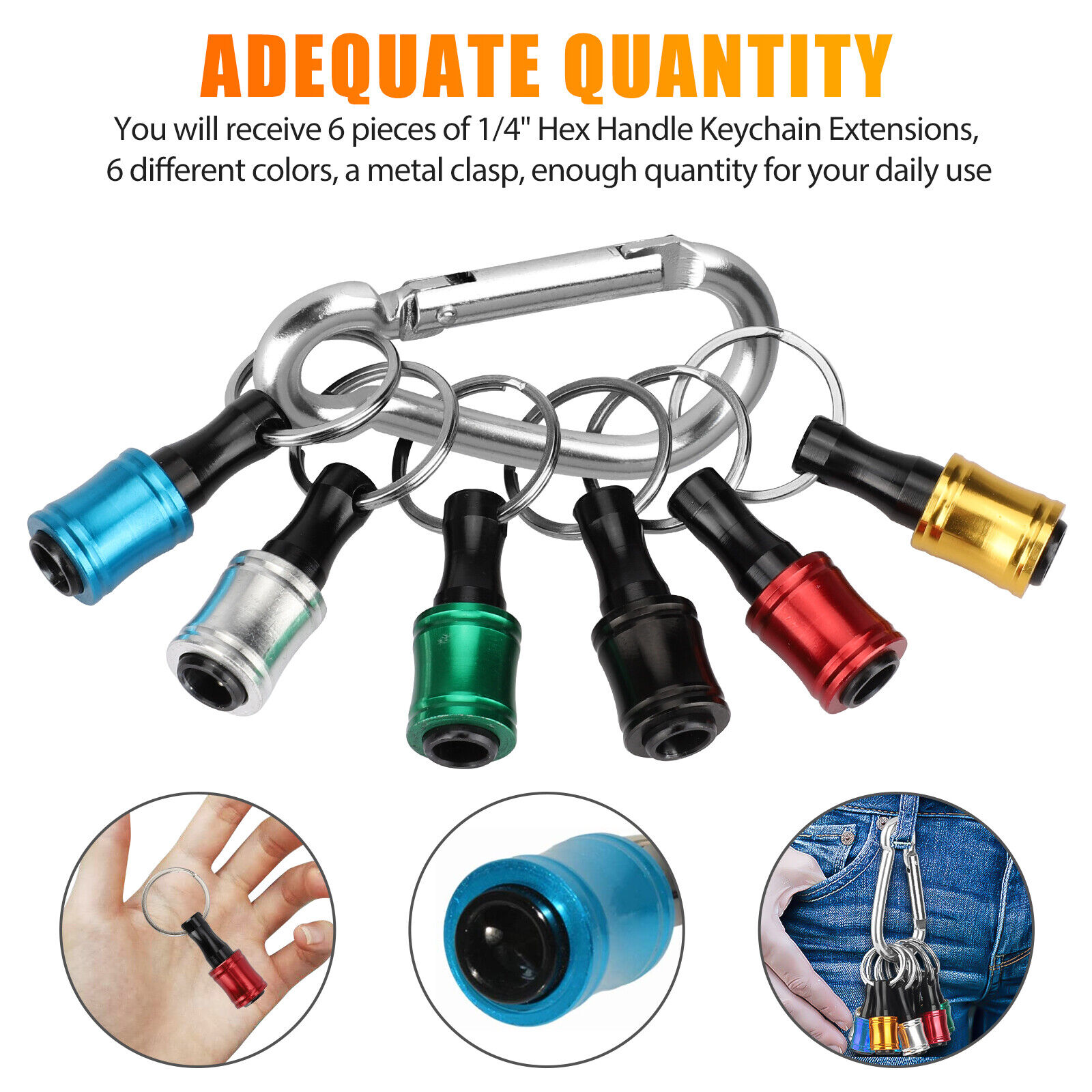 1/4" Hex Shank Quick Release Keychain Screwdriver Drill Bit Holder Bit Set Lots