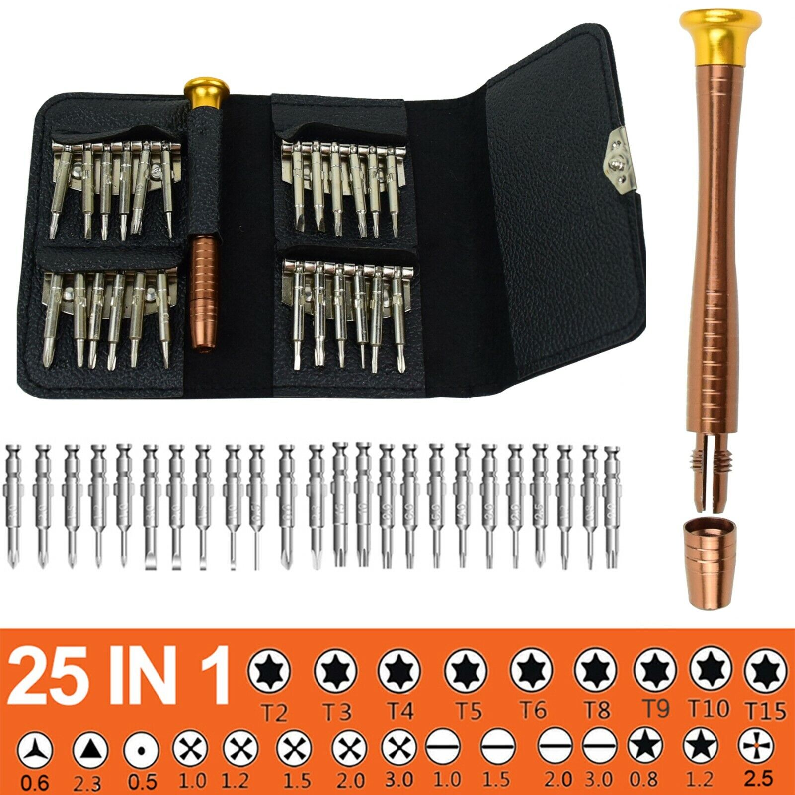25 Mini Precision Screwdriver Set Bit Multi Repair Tool Small HEX TORX STAR Tool