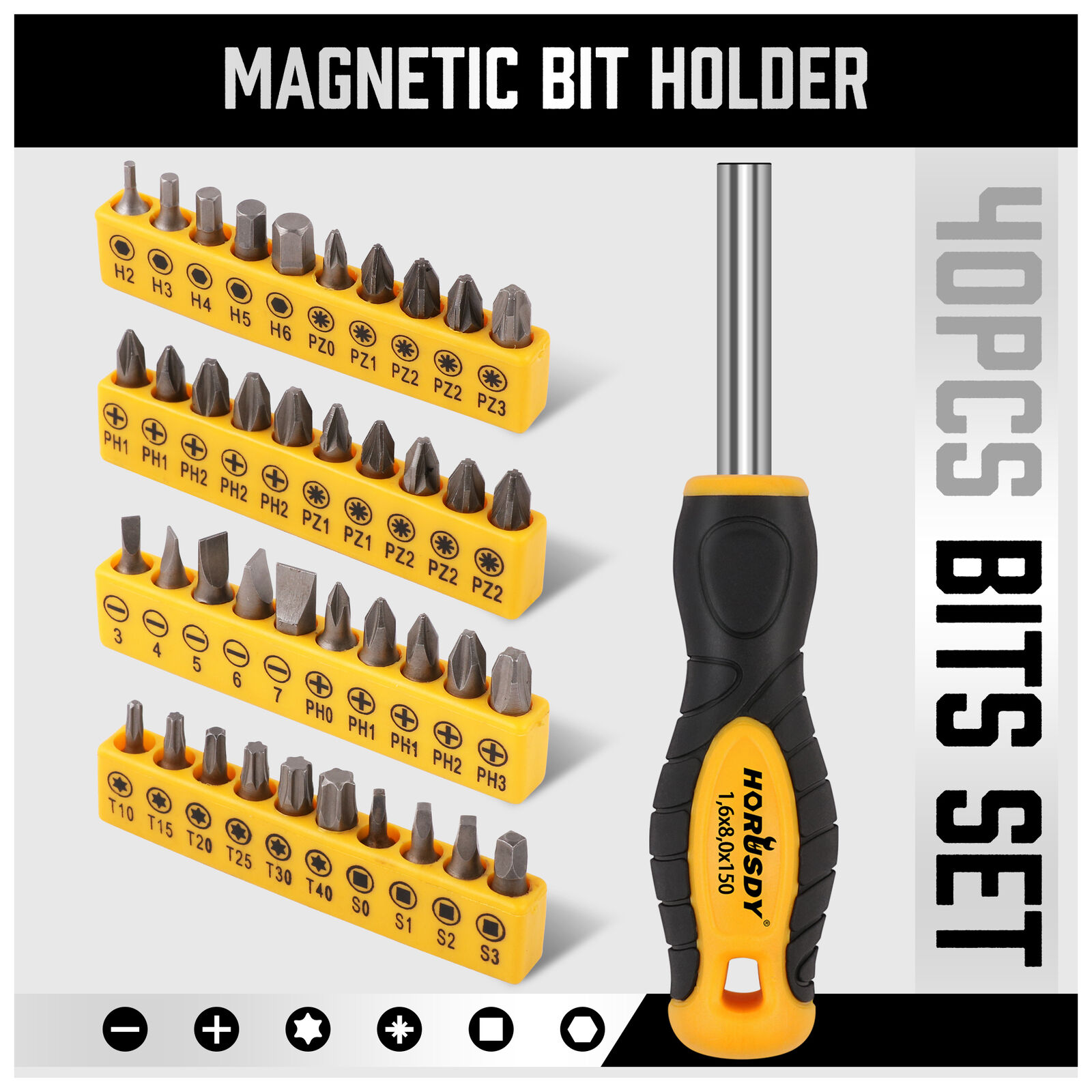 58 in 1 Magnetic Screwdriver Set Slotted Phillips Torx Pozidriv Hex With Case