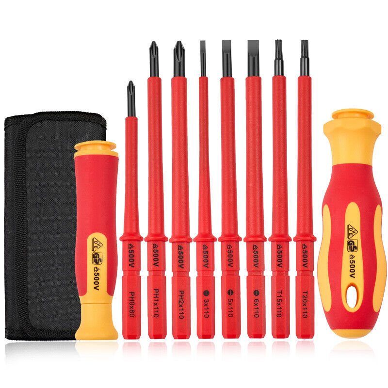 10-in-1 Electrician Insulated Screwdriver Set Magnetic Tip Slotted Phillips Tool