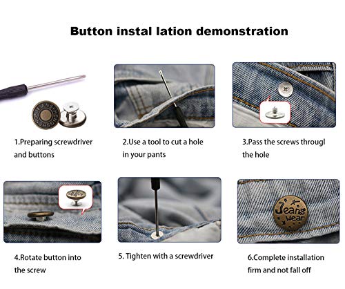 12 Pcs Metal Jeans Buttons Sewing Repair Kit