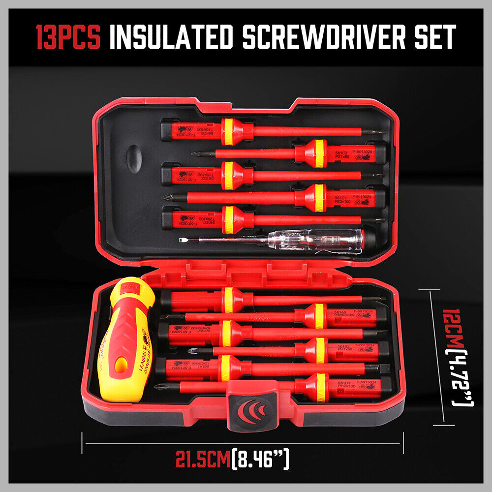 13pc Electrician's Insulated Magnetic Electrical Hand Screwdriver Tool Set New