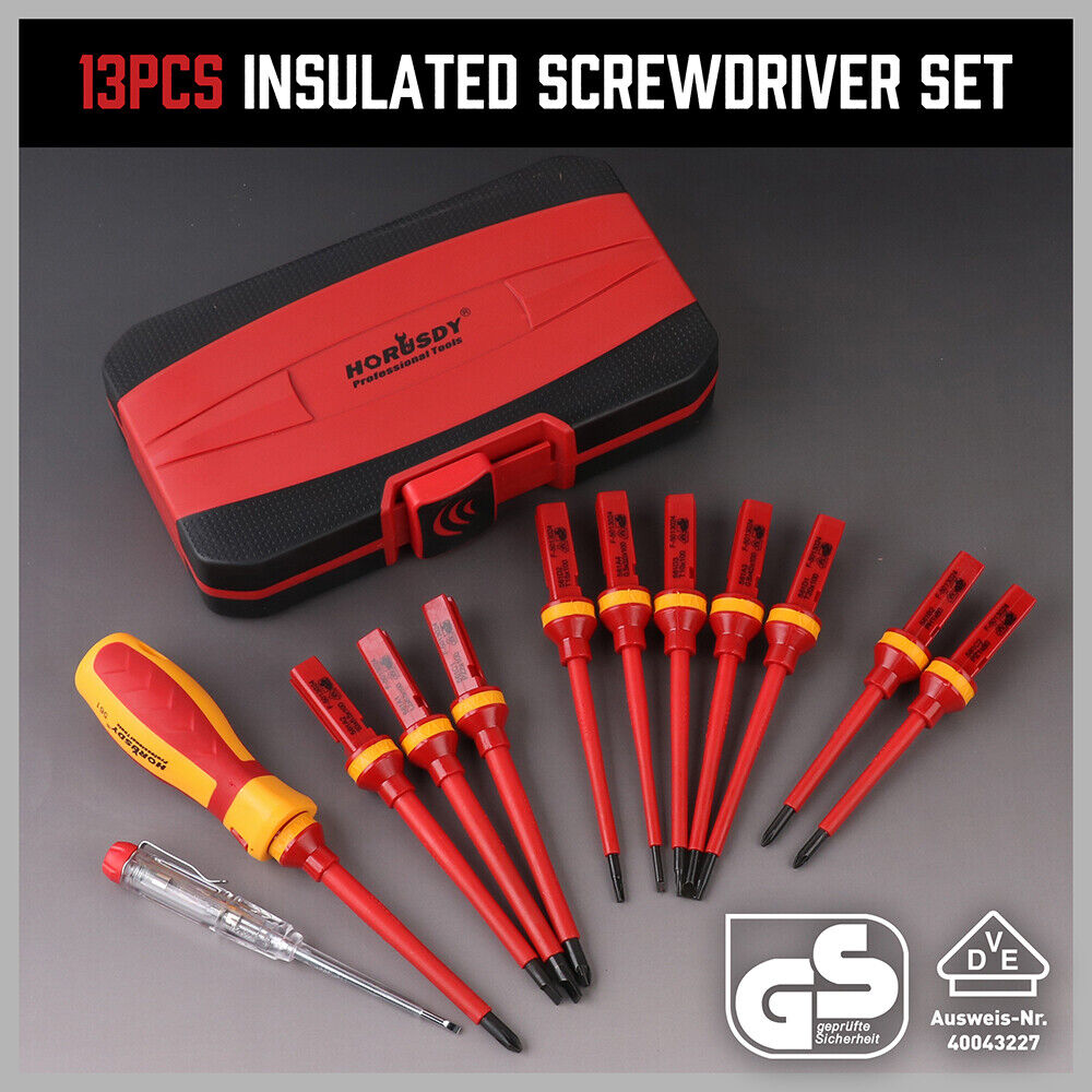 13pc Electrician's Insulated Magnetic Electrical Hand Screwdriver Tool Set New