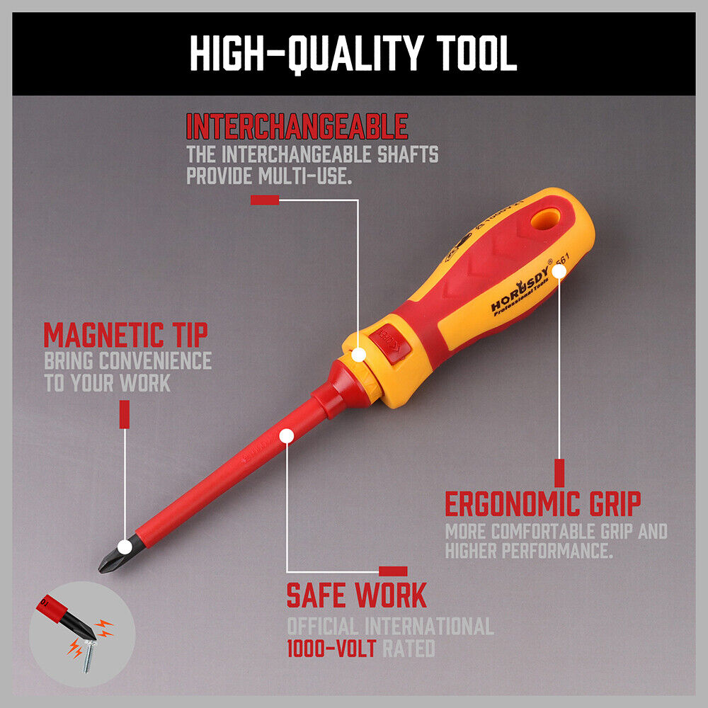 13pc Electrician's Insulated Magnetic Electrical Hand Screwdriver Tool Set New