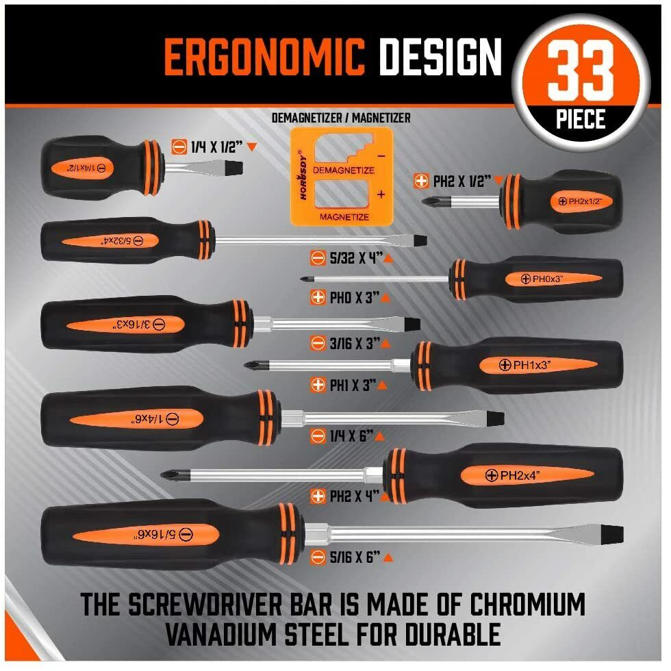 10 Pcs Magnetic Screwdriver Set Demagnetizer Magnetizer Tool Phillips Flat Head