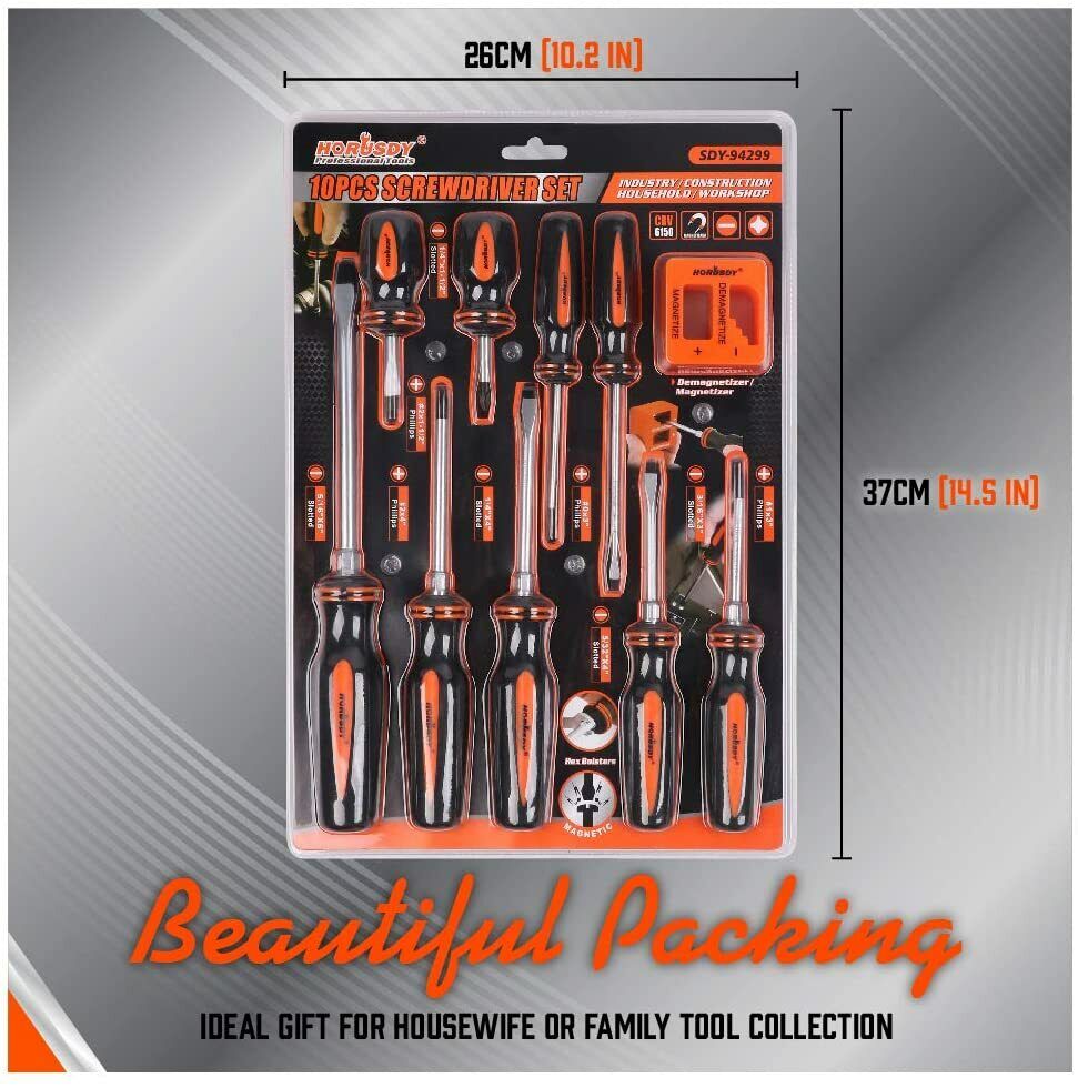 10 Pcs Magnetic Screwdriver Set Demagnetizer Magnetizer Tool Phillips Flat Head