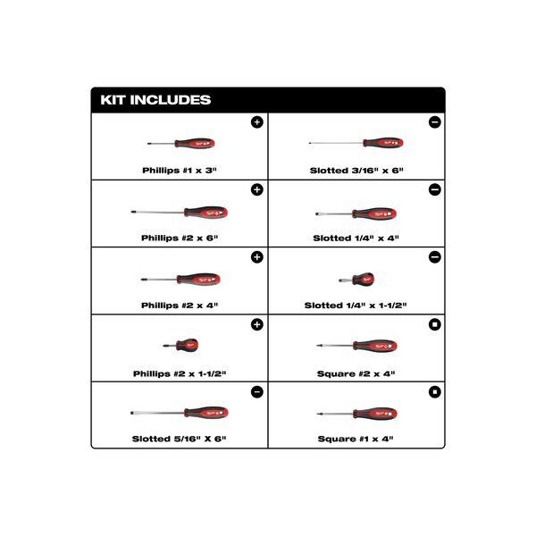 Milwaukee Tool 48-22-2710 Screwdriver Set (10-Piece)