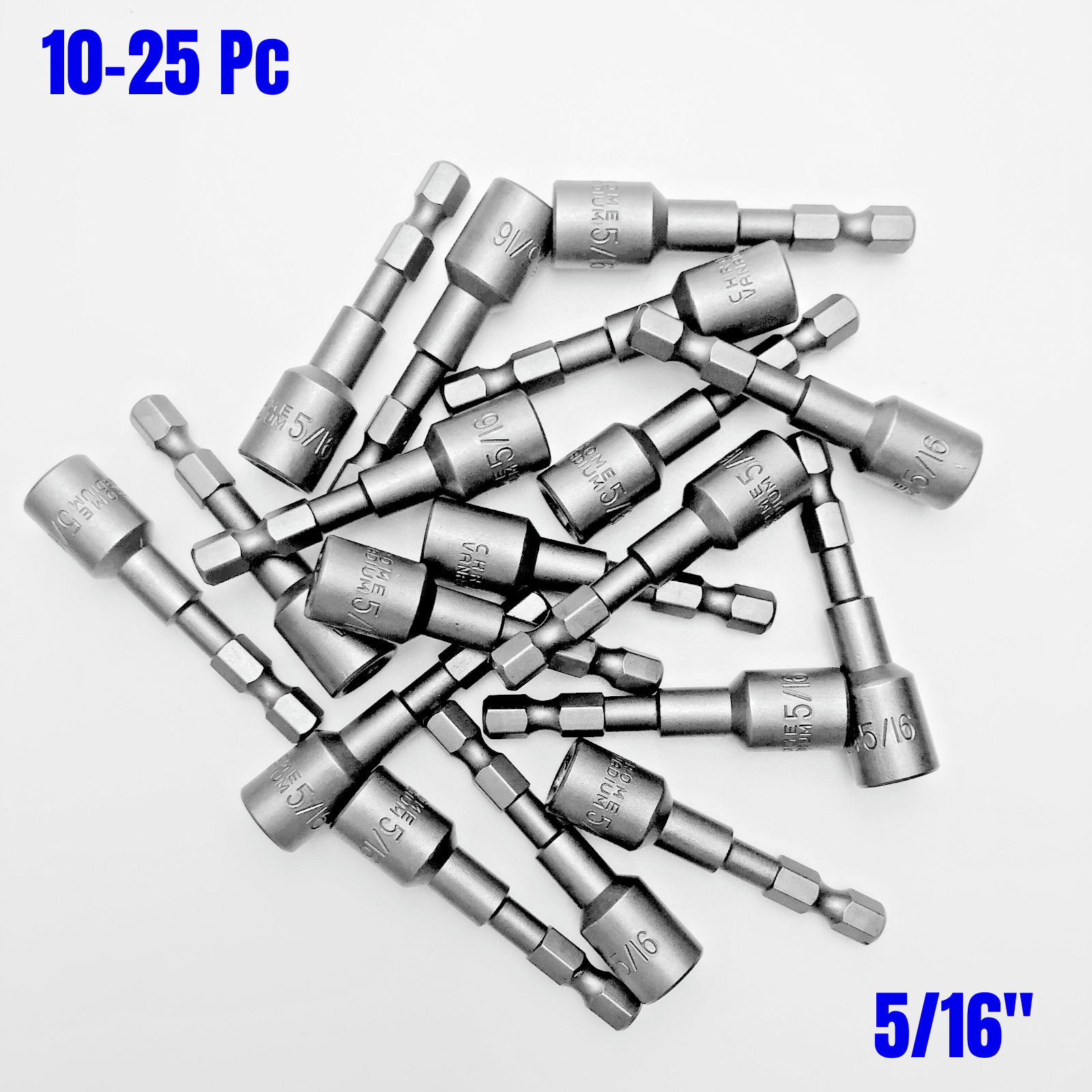 5/16" Nut Driver with Magnet Impact Rated Screwdriver Bits - 10-25PC