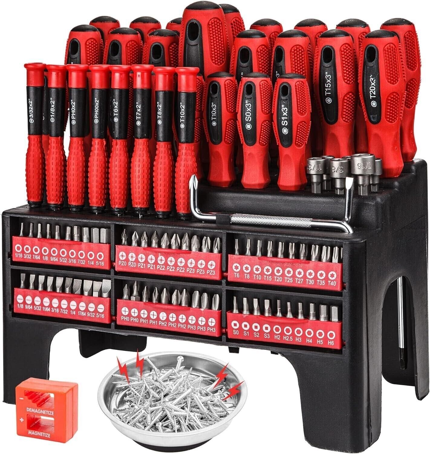 CARTMAN Magnetic Screwdriver Set with Rack, 100 pc Precision Screwdrivers