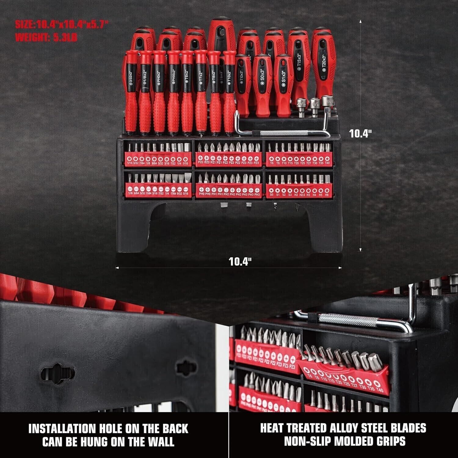 CARTMAN Magnetic Screwdriver Set with Rack, 100 pc Precision Screwdrivers