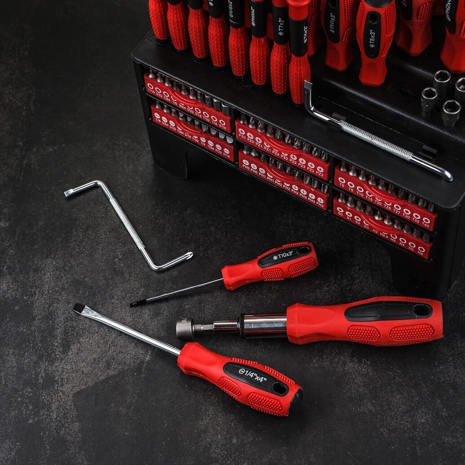 CARTMAN Magnetic Screwdriver Set with Rack, 100 pc Precision Screwdrivers