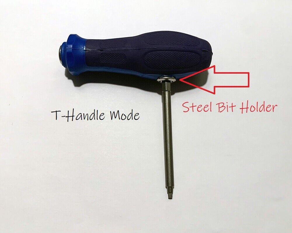 Heavy Duty Super Grip Hybrid Hand Tool T-Handle/Screwdriver 1/4" Hex Bit Holder