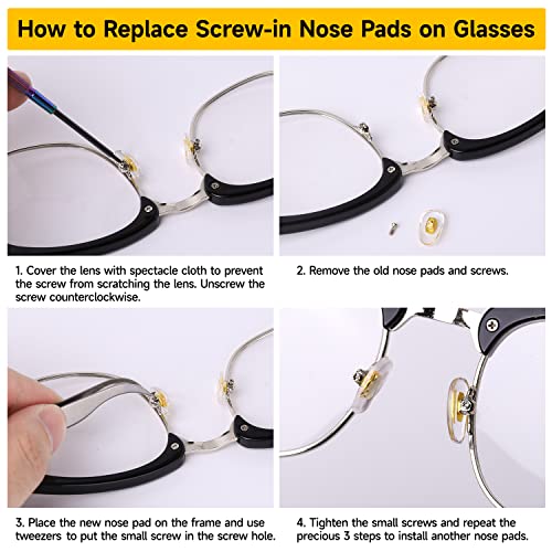 24 Pairs of Screw-In Eyeglass Nose Pads Kit