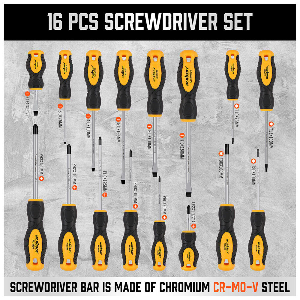 58Pcs Magnetic Screwdriver Set With Toolbox Professional Cushion Grip Men's Gift