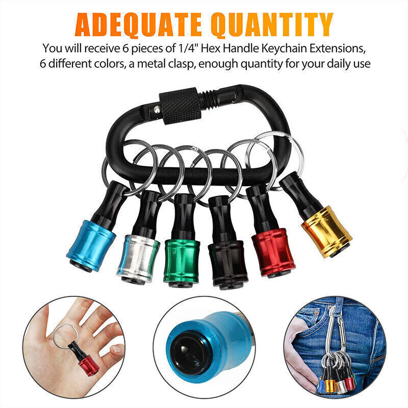 12PCS 1/4" Hex Shank Quick Release Keychain Screwdriver Drill Bit Holder Bit Set