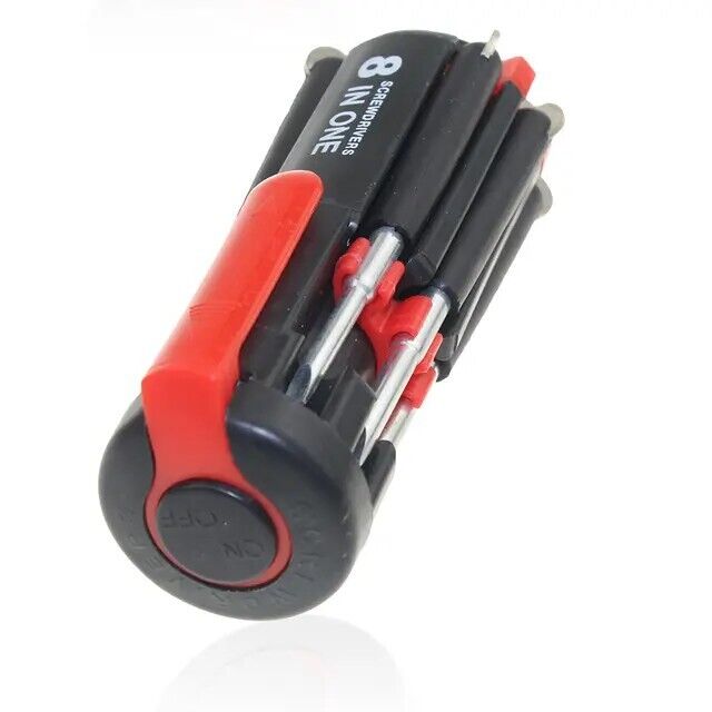 8 in 1 Multi-Functional Screwdriver W/ 6 LED Torch Flash Light Repair Tool TOP