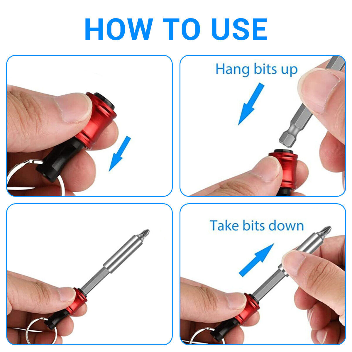 1/4" Hex Shank Quick Release Keychain Screwdriver Drill Bit Holder Bit Set Lots