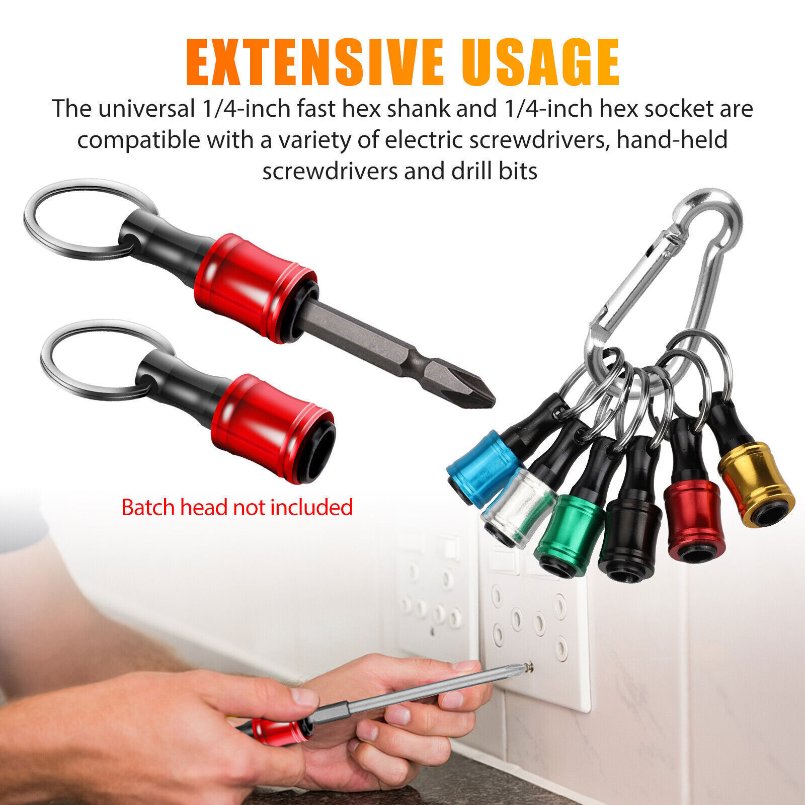 1/4" Hex Shank Quick Release Keychain Screwdriver Drill Bit Holder Bit Set Lots