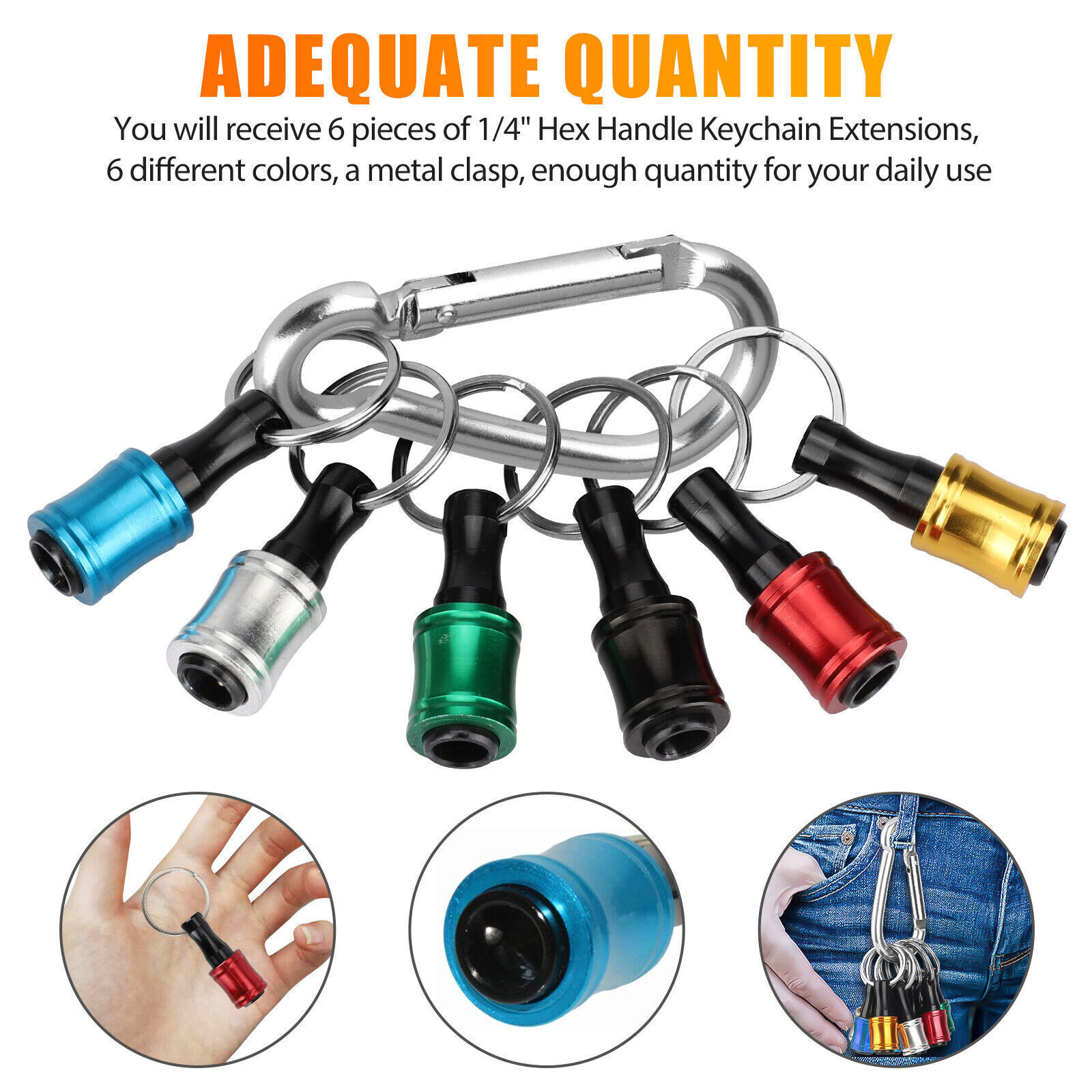 1/4" Hex Shank Quick Release Keychain Screwdriver Drill Bit Holder Bit Set Lots