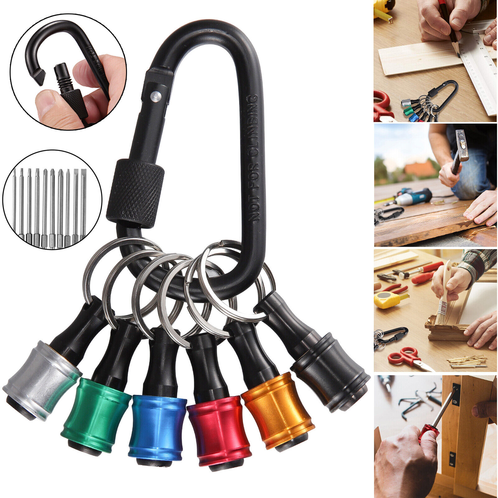 1/4" Hex Shank Quick Release Keychain Screwdriver Drill Bit Holder Bit Set Lots