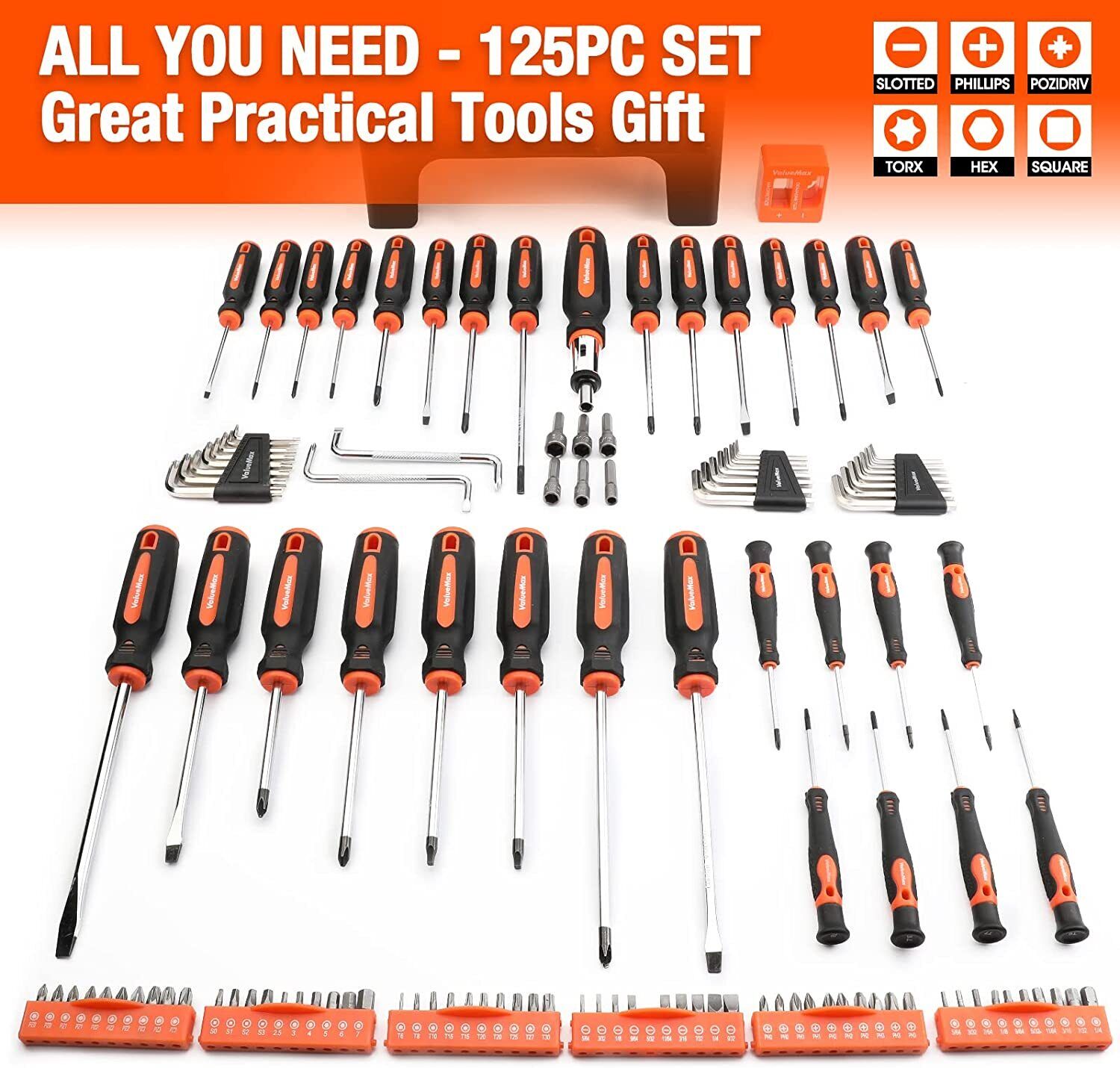 126PC Magnetic Screwdriver Set w/Plastic Racking Organize ‎Chrome Vanadium Steel