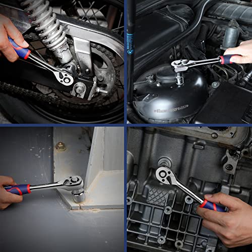 WORKPRO 3-Piece Ratchet Set with 72-Tooth Drive Socket