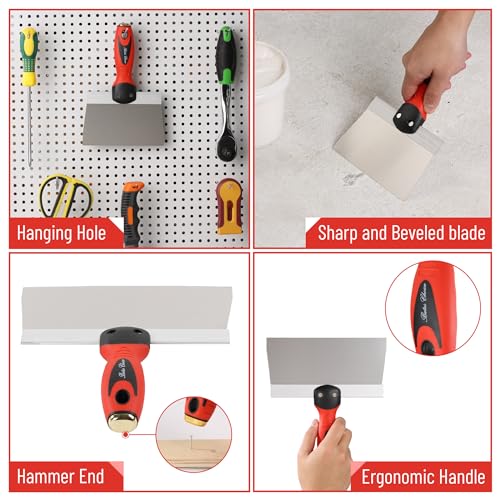 Bates- Putty Knife Set, 5 Pack, Stainless Steel, 14", 12", 10", 8", 6", Putty Knives, Drywall Knife Set, Putty Knife Scraper, Spackle Knife Set, Scraper Tool, Paint Scraper Tool, Drywall Knifes Set