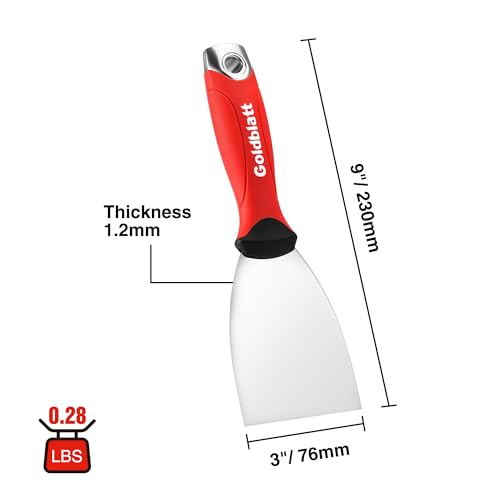 Goldblatt 3" Putty Knife, Stainless Steel Scraping Paint, Putty Knife Scraper with Hammer End, Soft Grip, Perfect for Drywall Repairing and Finishing