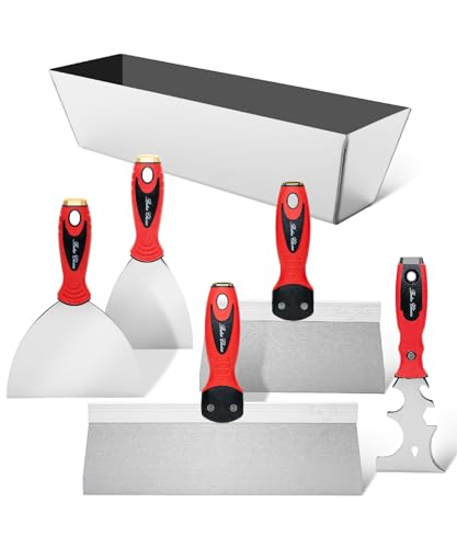 Bates- Drywall Knife Set, 6pcs, Drywall Tools Finishing, Drywall Mud Pan, Spackle Tool, Drywall Finishing Tools, Drywall Mud Tools, Putty Knife Set, Putty Knives, Putty Knife Scraper, Drywall Pan
