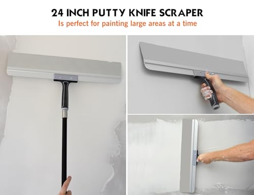 ROLLINGDOG 24 Inch Taping Knife - Drywall Taping Knife,Threaded End Can be Attached to Extension Pole,Stainless Steel Blade,Ideal for Skimming and Smoothing Walls and Ceilings