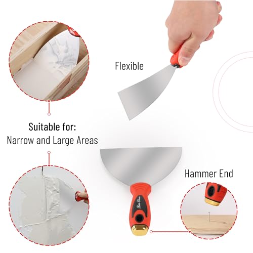 Bates- Drywall Knife Set, 6pcs, Drywall Tools Finishing, Drywall Mud Pan, Spackle Tool, Drywall Finishing Tools, Drywall Mud Tools, Putty Knife Set, Putty Knives, Putty Knife Scraper, Drywall Pan