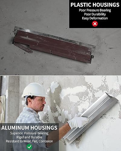 Skimming Blade, Firecore 24 Inch Drywall Tools Aluminum Housings, Stainless Steel Skim Coating Blade Knockdown Texture Knife, Smoothing Spatula for Drywall Repair Plaster Walls Wall-Board Sheetrock