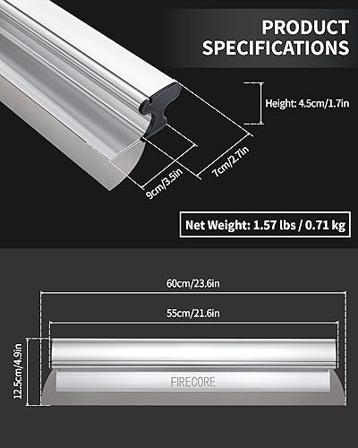 Skimming Blade, Firecore 24 Inch Drywall Tools Aluminum Housings, Stainless Steel Skim Coating Blade Knockdown Texture Knife, Smoothing Spatula for Drywall Repair Plaster Walls Wall-Board Sheetrock