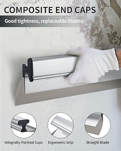 Skimming Blade, Firecore 24 Inch Drywall Tools Aluminum Housings, Stainless Steel Skim Coating Blade Knockdown Texture Knife, Smoothing Spatula for Drywall Repair Plaster Walls Wall-Board Sheetrock