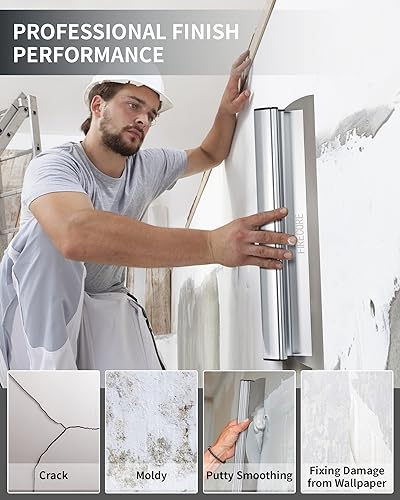 Skimming Blade, Firecore 24 Inch Drywall Tools Aluminum Housings, Stainless Steel Skim Coating Blade Knockdown Texture Knife, Smoothing Spatula for Drywall Repair Plaster Walls Wall-Board Sheetrock