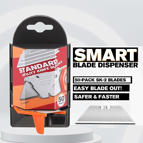 M MEEPO Box Cutter, 20-Pack Tough Folding Box Cutter Bulk for Heavy Duty Purpose, Razor Sharp Utility Knife Bulk, with Extra 50-Piece Blades, Can cut Drywall, Sheet Plastic, Linoleum, Boxes, Rope