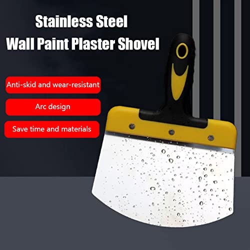 Stainless Steel Bucket Scoop, Arc-shape Shovel Putty Knife Scraper Hand Tool for Drywall Finishing