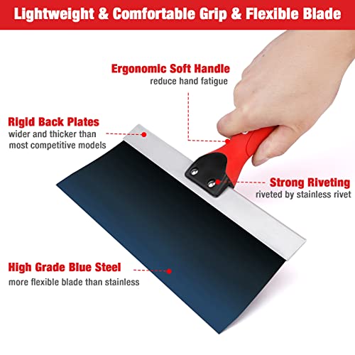 Goldblatt Banjo Tape Set Drywall Taping Tools with 10" Blue Steel Taping Knife, Lightweight & Comfortable Use for Finishing and Patching