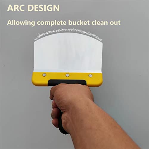 Stainless Steel Bucket Scoop, Arc-shape Shovel Putty Knife Scraper Hand Tool for Drywall Finishing