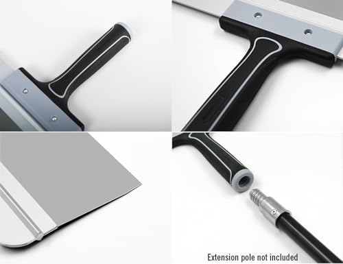 ROLLINGDOG 10 Inch Taping Knife - Drywall Taping Knife,Threaded End Can be Attached to Extension Pole,Stainless Steel Blade,Ideal for Skimming and Smoothing Walls and Ceilings