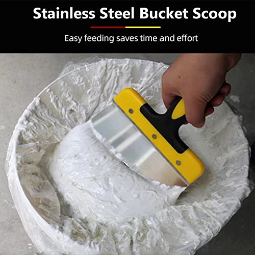 Stainless Steel Bucket Scoop, Arc-shape Shovel Putty Knife Scraper Hand Tool for Drywall Finishing