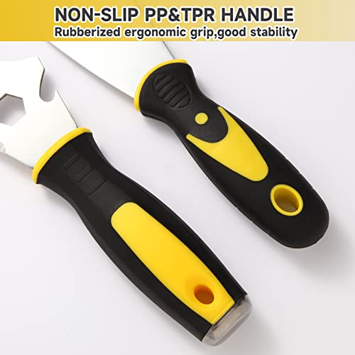 3Pcs Putty Knife, 2" 4" Spackle Knife Set Stainless Steel 15-in-1 Painters Scraper Wallpaper Scraper Tool for Repairing Drywall, Removing Wallpaper, Applying Putty, Plaster, Cement, Adhesive
