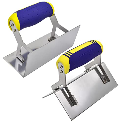 Stainless Steel Corner Trowel 2 PC (Inside & Outside) Drywall Corner Knife Set Concrete Plastering Bricklaying Finishing Tool Kit