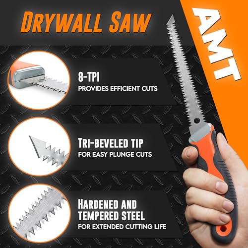 AMERICAN MUTT TOOLS Double Sided Drywall Saw – 6" Drywall Jab Saw with Ergonomic Grip – Drywall Cutting Tool, Sheetrock Knife, Keyhole Saw, Sheetrock Saw, Dry Wall Saw, Key Hole Saw, Jab Saw Drywall