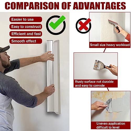Drywall Skimming Blade Set - Drywall Tools with 12", 22” & 32" Skimming Blades and 35"-81" Extension Handle, Stainless Steel Drywall Knife Set, Extruded Aluminum, High-Impact End Caps