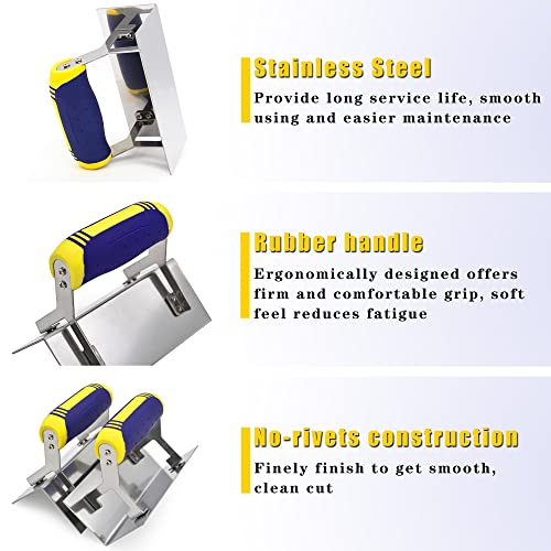 Stainless Steel Corner Trowel 2 PC (Inside & Outside) Drywall Corner Knife Set Concrete Plastering Bricklaying Finishing Tool Kit