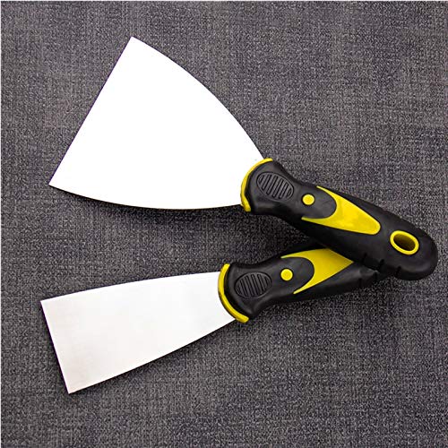 SXBBSMC Putty Knife, Spackle Knives, 2 Piece Metal Steel Drywall Tools with Soft Rubber Handle Scraper Trowel, Used for Drywall, Paint, Wallpaper, Wall Putty Remover Tool Set(2inch, 4inch Wide)