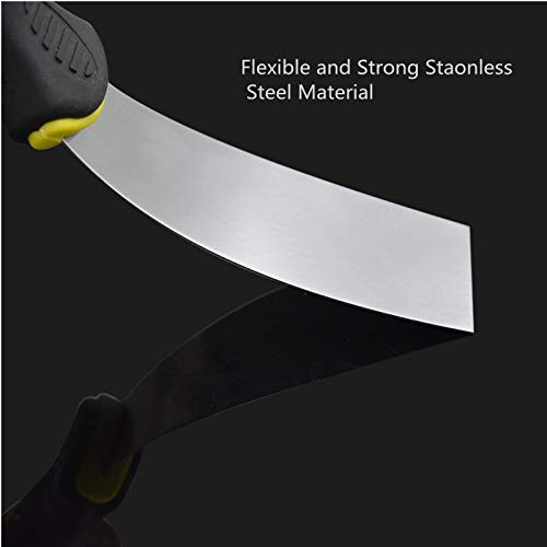 SXBBSMC Putty Knife, Spackle Knives, 2 Piece Metal Steel Drywall Tools with Soft Rubber Handle Scraper Trowel, Used for Drywall, Paint, Wallpaper, Wall Putty Remover Tool Set(2inch, 4inch Wide)