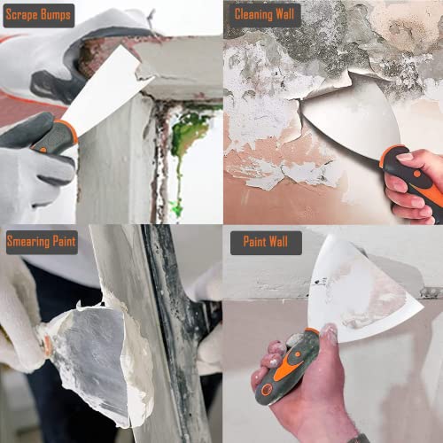 Putty Knife, 7PCS Paint Scraper Spackle Knife, Putty Knife Set, Taping Knives, Metal Putty Scraper, Stainless Steel Scraper Tool for Spreading Drywall Spackle Mud, Taping, Paint, Wallpaper, Decals