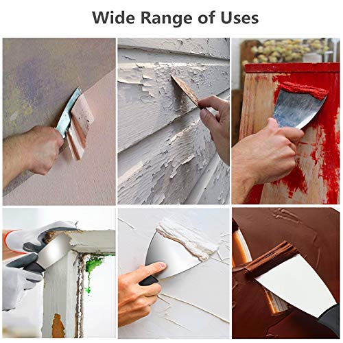 SXBBSMC Putty Knife, Spackle Knives, 2 Piece Metal Steel Drywall Tools with Soft Rubber Handle Scraper Trowel, Used for Drywall, Paint, Wallpaper, Wall Putty Remover Tool Set(2inch, 4inch Wide)